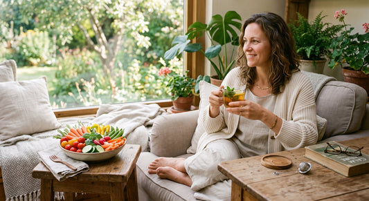 Woman supporting her hormone health with a balanced diet